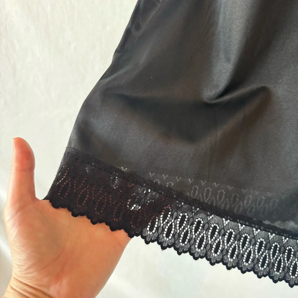 Vintage Sliperfection Black Half Skirt Slip with Lace Hem Size S - Picture 2 of 11